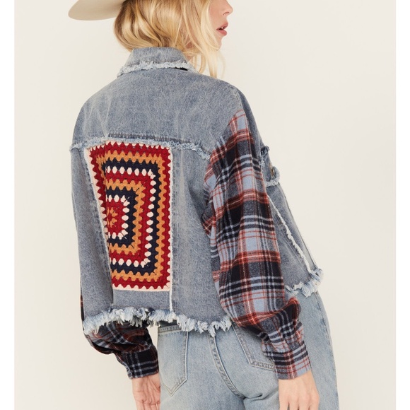 Miss Me Jackets & Blazers - Miss Me Crochet Denim Jacket